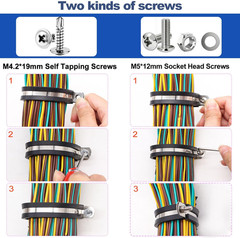 222PCS Cable Clamps Assortment Kit 304 Stainless Steel Rubber Cushion Pipe Clamp