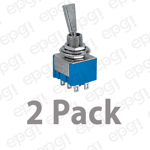 2 PACK – DPDT C/OFF ON/OFF/ON MINI BATHANDLE TOGGLE SWITCH 6A-125V # 66-1229-2PK