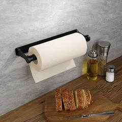 Paper Towel Holder – Self-Adhesive or Drilling, Black, Wall Mounted, Kitchen …