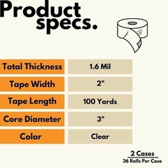 (72 ROLLS) Clear Box Carton Sealing Packing Packaging Tape 2 Inch x 100 Yards