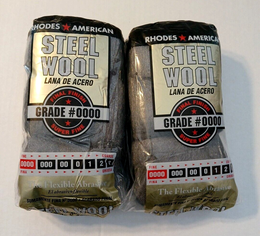 2 Steel Wool 0000 12 pad Fine Grade Rhodes, American Final Finish Super Fine