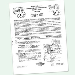 Briggs And Stratton 2Hp Engine 60100 To 60152 Operators Manual Operating Points
