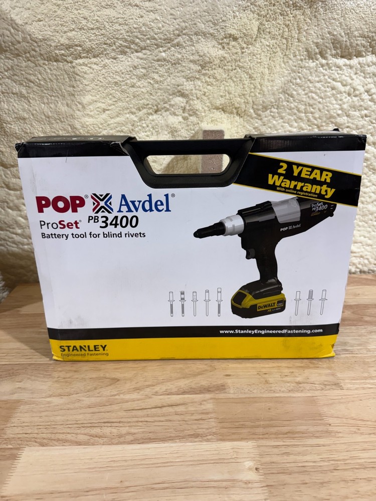 Stanley POP ProSet PB3400 Cordless Rivet Tool w/Battery & Charger PB3400-NA2042