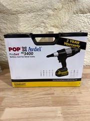 Stanley POP ProSet PB3400 Cordless Rivet Tool w/Battery & Charger PB3400-NA2042