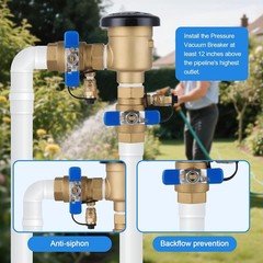 1″ 720A Pressure Vacuum Breaker Assembly, Brass Backflow Preventer Valve, 400PSI