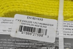 Lift-All EN1601NX5 Web Sling Type 5 5′ L x 1″ W Nylon Yellow 1 Ply Webmaster
