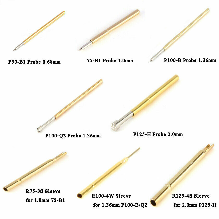 0.68/1/1.36/2mm Testing Probe Needle Pogo Pin Spring Electric Sleeve Receptacle