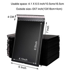 25Pack 5×7 Inches outside Small Black Poly Bubble Lined Mailers Padded Shippi…