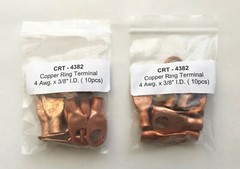 (20) 4 GAUGE AWG X 3/8 in COPPER LUG BATTERY CABLE CONNECTOR TERMINAL