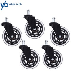 Set of 5 3 inch Office Chair Caster Rubber Swivel Wheels Replacement Heavy Duty