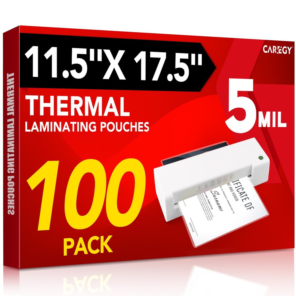 100 PCS 5 Mil Clear Thermal Laminating Pouches 11.5×17.5 Fits 11×17 Sheet