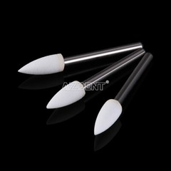 10packs Dental Flame Mounted White Stone Polishing Burs FG Abrasion Point Burs