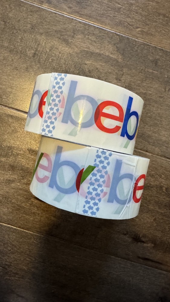 TWO ROLLS of eBay Branded Packaging Shipping Tape Color Logo 75Yds x 2 in. NEW