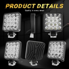 2Pcs 4Inch Square LED Work Light Pods Flood Light For Truck Offroad Tractor SUV