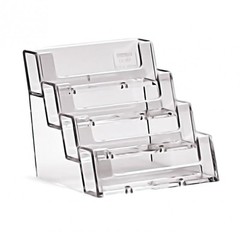 4-Pocket Clear Acrylic “deflect-o” Style Counter-Top Business Card Holder