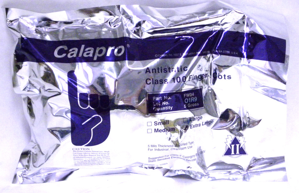 (720 pcs) CALAPRO FW04 Latex Finger Cots Class 100 Anti-Static 5 Mil EXTRA LARGE