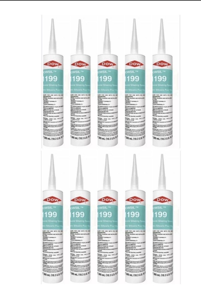 Lot Of 10 Dowsil 1199 Clear Silicone Window Glazing Sealant 10.3Oz Long Dates