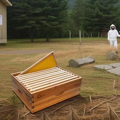 ⏯10-Frame Medium Super Bee Box Wax Coated Bee Hives Beehives Frame Wax Foundatio
