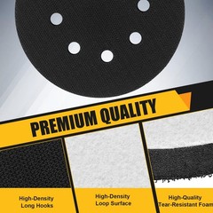 Giwiemi 4 Pack Orbital Sander Foam Pad 5 inches x 5 x 0.5 inches, Black