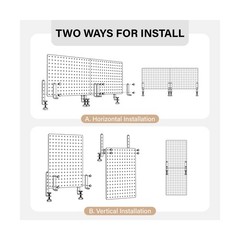 HUHOLE Clamp On Desk Pegboard 32″ x 12″ (Complete Kit)-No Drill Metal Desktop…