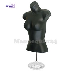 Flesh & Black Mannequin Female Torso Dress Forms Set with 2 Stands + 2 Hangers