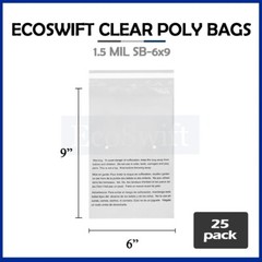 25 6×9 Self Seal Suffocation Warning Clear Poly Bags 1.5 mil 6 x 9 Free Shipping