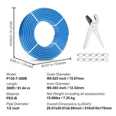 VEVOR 1/2” x 300ft Blue PEX-B Tubing/Pipe for Potable Water with Pipe Cutter