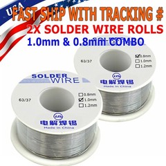 2 Roll 63/37 Tin Rosin Core Solder Wire For Electrical Soldering Sn60 Flux 0.8mm