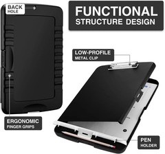 Sooez High Capacity Clipboard with Storage – 14.5″ x 10″ – Black