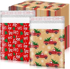50 Pcs Christmas Poly Bubble Mailers 8.27 x 9.45” Christmas Padded Envelopes