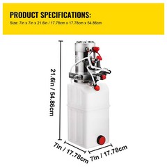 VEVOR Double Acting Hydraulic Pump for Dump Trailers Kit 12VDC 6 Quart Reservoir