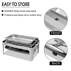 9 Quart Roll Top Stainless Steel Silver Chafing Dish Buffet Set for Weddings NEW
