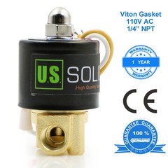 U. S. Solid 1/4″ Brass Electric Solenoid Valve 110V AC Normally Closed VITON