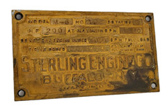 VTG Sterling Engine Co Buffalo New York Brass Tag Engine ID Name Plate Plaque