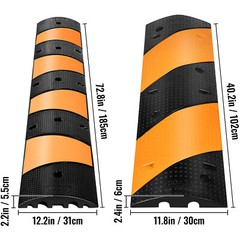 VEVOR Modular Rubber Speed Bump Driveway Cable Protector Ramp 3.3/6FT 2 Channel