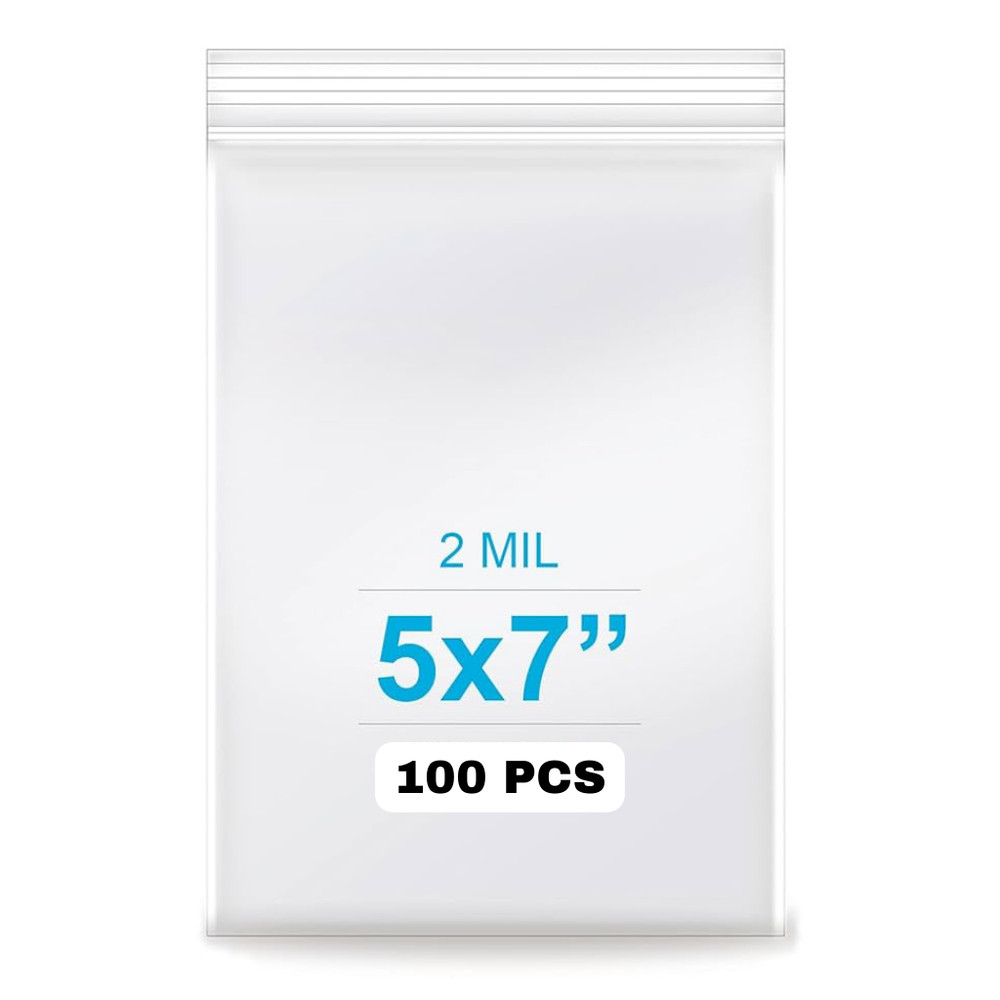 5×7 Zip Poly Bag – 100 bags – 2mil Thickness