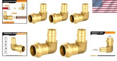 Reliable 5-Pack Lead-Free Brass Elbow, 1/2″ PRESS x 1/2″ PEX-A Plumbing Solution