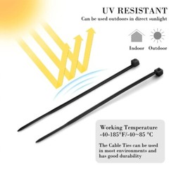Zip tie 4 inches (about 100mm),18 pounds tensile strength black tie,1000pcs /bag