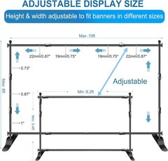 8×10 ft Banner Stand Heavy-Duty Backdrop Stand Telescopic Adjustable Repeat Step