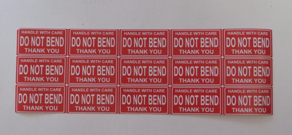 120 Do Not Bend 1-1/2″ x 1″ FRAGILE DO NOT DROP Stickers Waterproof 120 Pcs RED