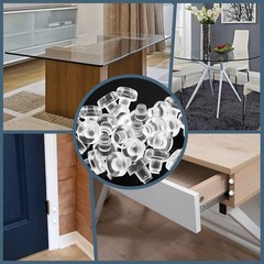 Litoexpe Glass Table Top Bumpers with Stem, 30 Pieces Clear -30 Pieces,
