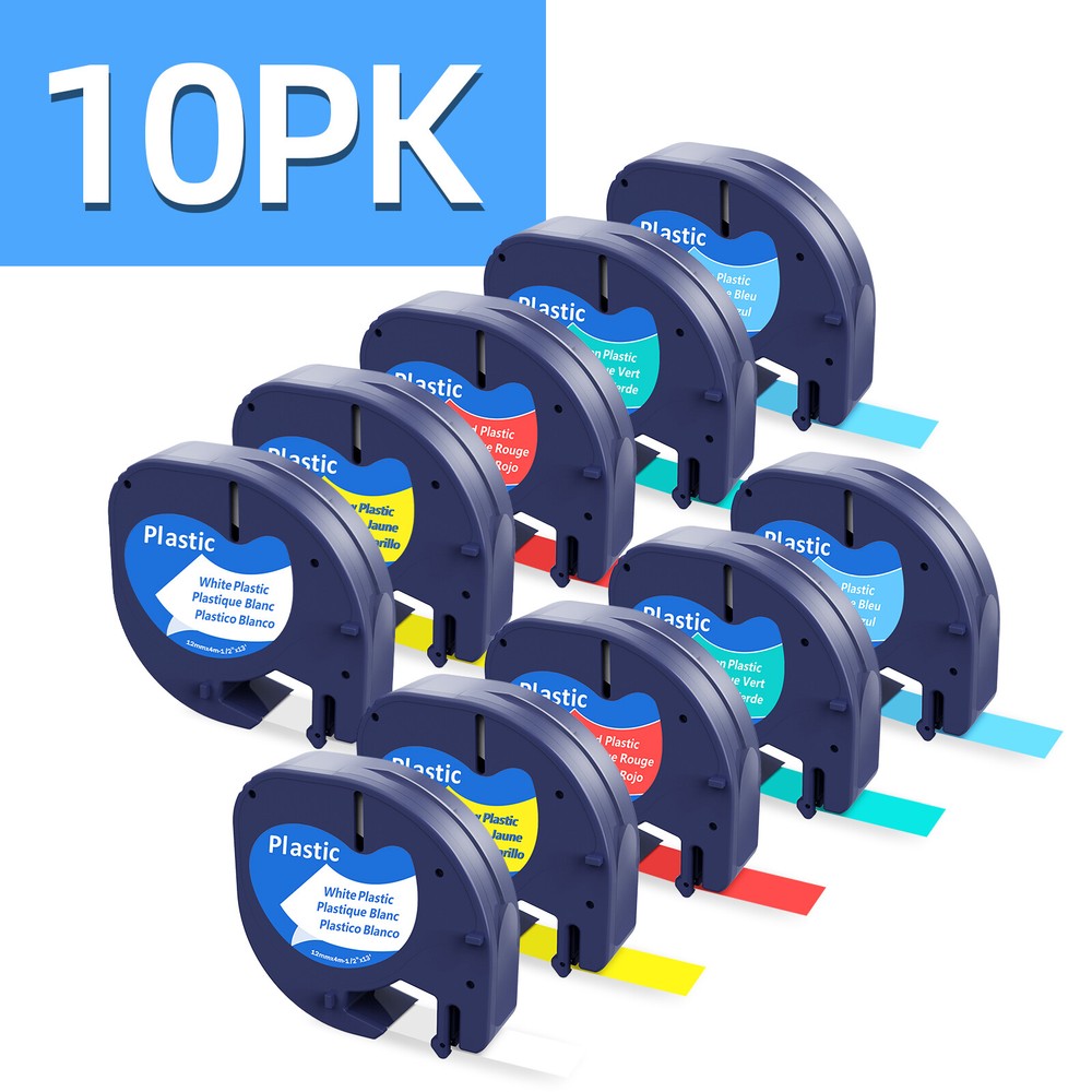 10PK Dymo Letratag Refill 91331 91332 White Plastic Label Tape 12mm LT-100H 1/2″