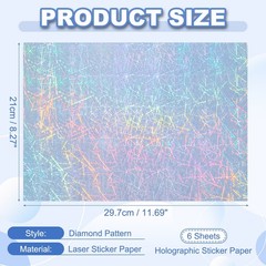 12x8in Printable Holographic Sticker Paper 6 Sheets Straw Weave Pattern