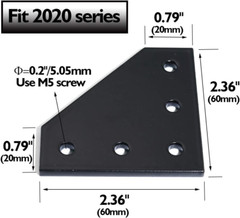 10Pcs 2020 Corner Bracket Plate Anodised L Shape 5 Hole 90 Degree outside Joinin