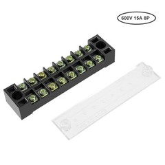 4 Pcs 8 Positions Dual Rows 600V 15A Wire Barrier Block Terminal Strip,TB-1508L