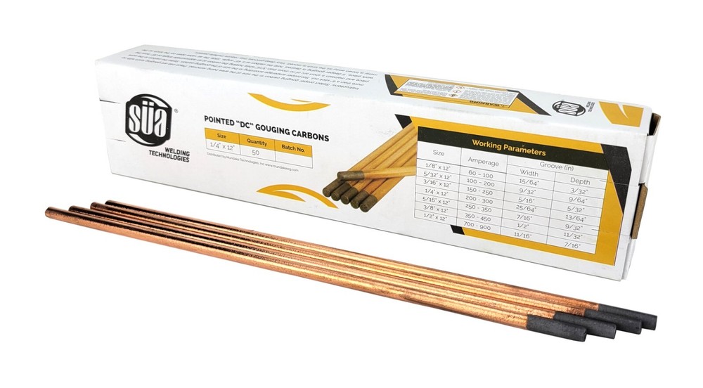 SÜA® – DC Copper Coated Pointed Carbon Gouging Rods – ALL SIZES AND PACKAGE QTTY