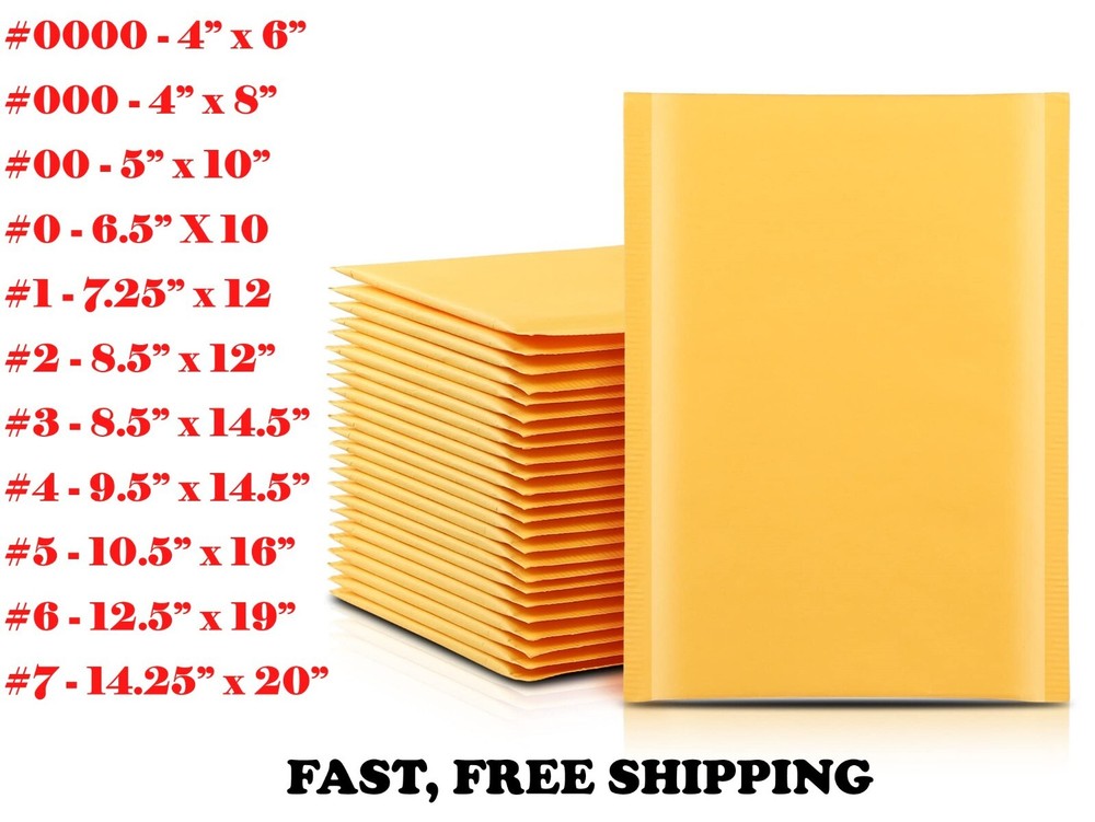 KRAFT BUBBLE MAILERS PADDED ENVELOPES PROTECTIVE PACKAGING SHIPPING BAGS MAILING