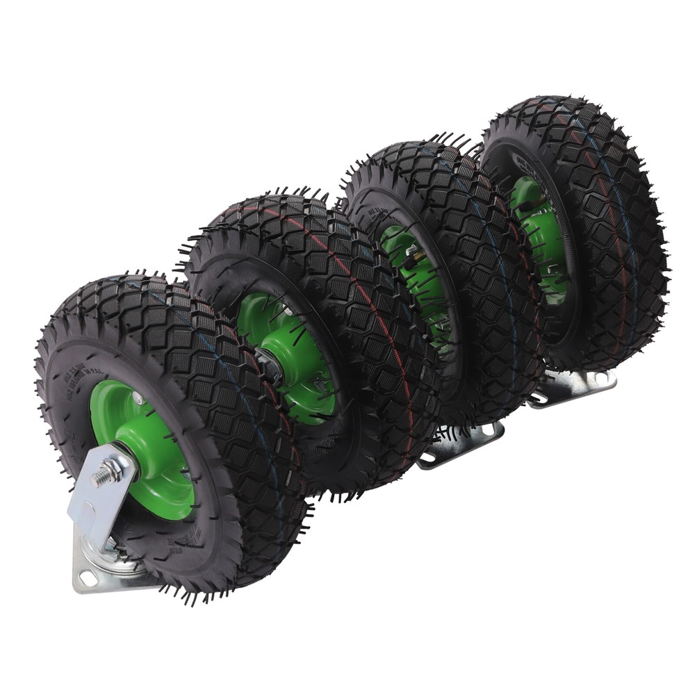 Heavy Duty 10 inch Caster Wheels 4 Pack Rubber Swivel Caster Inflatable Wheels