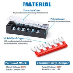 US Dual Row 3-12 Positions 600V 15A Screw Terminal Block Terminal Barrier Strip