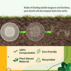 Homestockplus 48 Oz Disposable Bowls – Heavy Duty and Compostable Bowl – Made fr